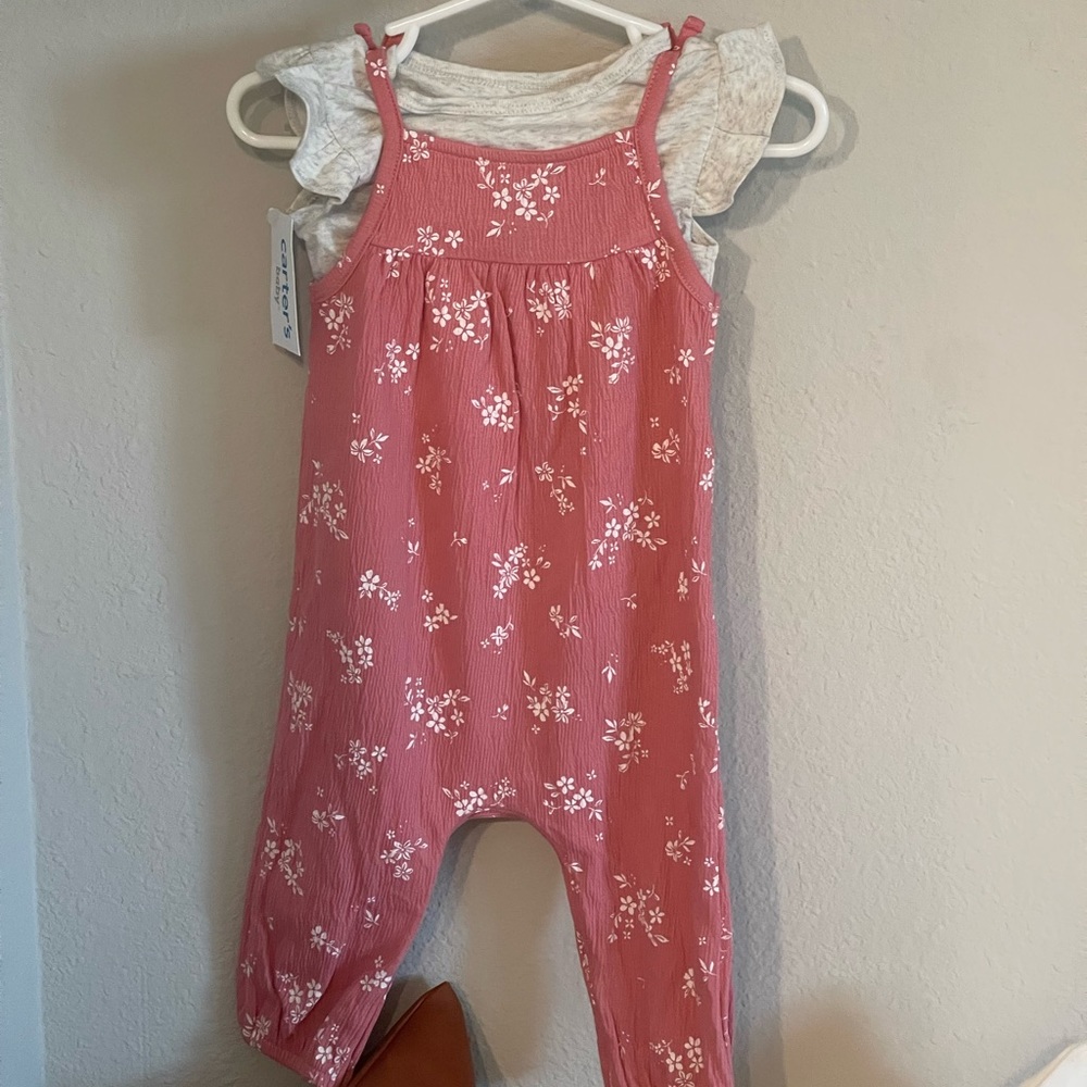 Cute pink baby overalls